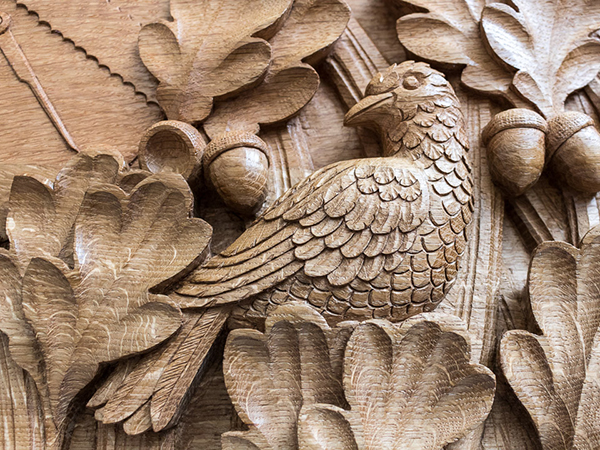 Carved bird in english oak