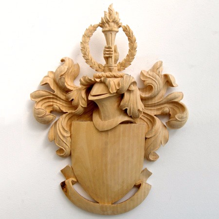 City University London crest wood carved