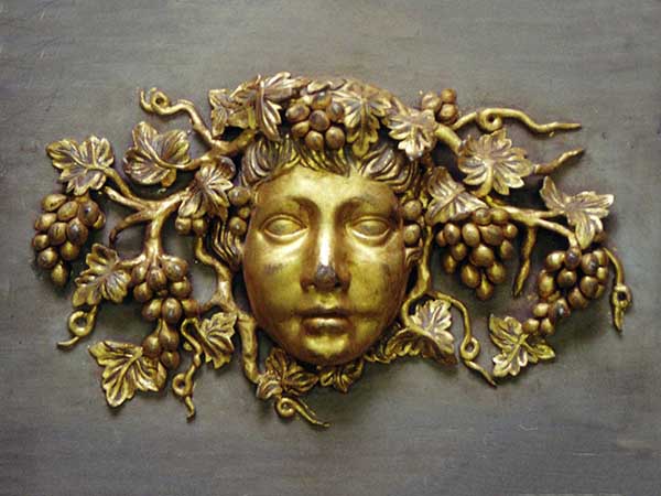 Carved and gilt Bacchus - Part of wooden fire place