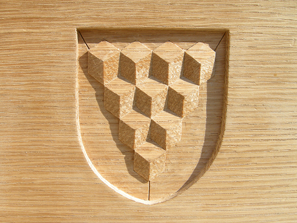 Scientific Instruments Makers - Carved heraldic shield