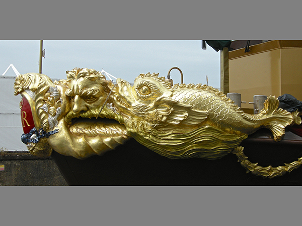 The Queen's Diamond Jubilee Royal Barge, gilded prow sculpture