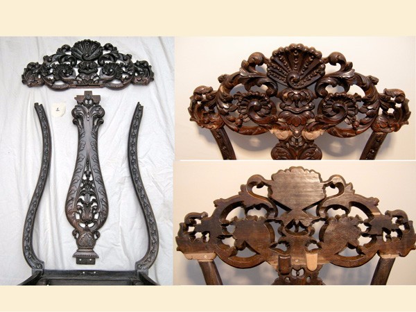 17C carved walnut chair restoration by The Woodcarving Studio