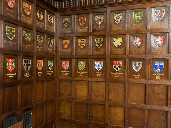 Carved Master's Coats of Arms - Ironmongers's Hall, London