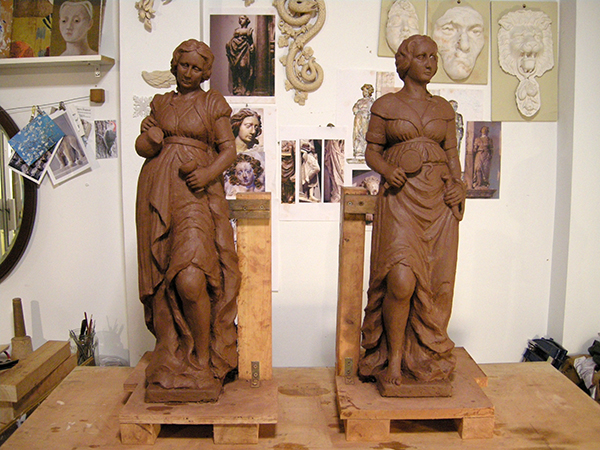 Church memorial restoration - clay model for the replacement of carved figures