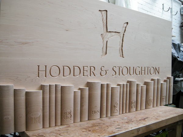 Bespoke carved panel for Hodder and Stoughton new lobby