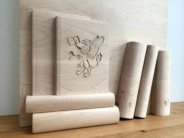 Bespoke carved wooden panel for John Murray Press UK - Carved books